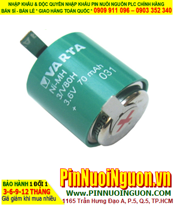 Pin sạc 3/V80H (3.6v-80mAh); Pin nuôi nguồn PLC Varta 3/V80H (3.6v-80mAh) _Made in Germany | HẾT HÀNG