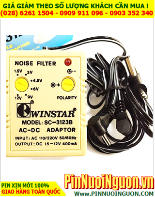 Adaptor Winstar SC3123B (Điện áp ra 6 đầu : 1,5V - 3V - 4.5V - 6V - 9V - 12V - 13.5V DC), Điện áp vào: AC 220V 50/60HZ