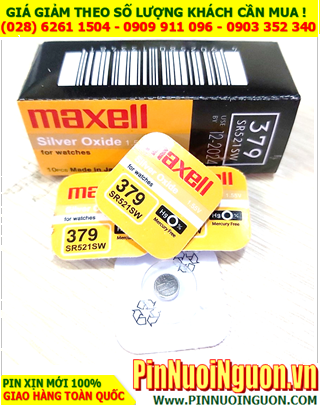 Maxell SR521SW _Pin 379; Pin đồng hồ 1.55v Silver Oxide Maxell SR521SW _Pin 379 (Japan) _Vỉ 1viên
