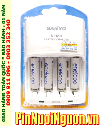 Bộ sạc pin AAA Sanyo NC-MQN06U kèm 4 pin sạc Eneloop BK-4MCCE/4BT (AAA750mAh 1.2v)