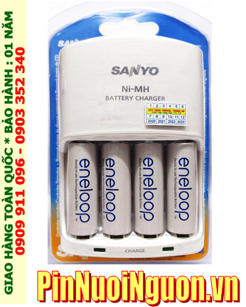 Bộ sạc pin Máy ảnh AA Sanyo NC-MQN06U _Kèm 4 pin sạc Eneloop BK-3MCCE/4BT (AA1900mAh)