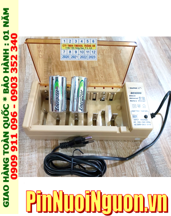 Super BC-2500 _Bộ sạc pin BC-2500 kèm 2 pin sạc D Energizer NH50-BP2 (D2500mAh 1.2v)