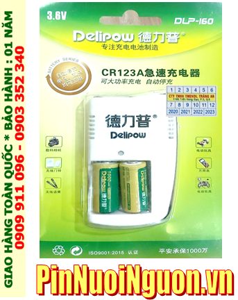 Bộ sạc pin 3v Lithium Delipow DLP-160 kèm sẳn 2 pin sạc Delipow ICR123A 1000mAh 3v
