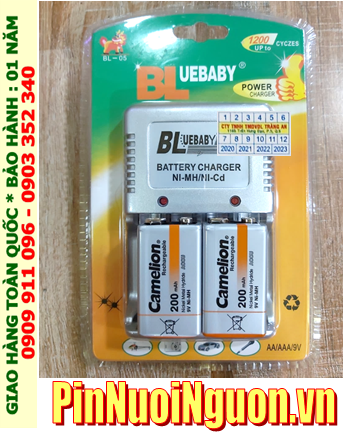BlueBaby BL-5; Bộ sạc pin 9v BlueBaby BL-5 kèm 2 pin sạc Camelion NH-9v200BP1 (9v 200mAh)