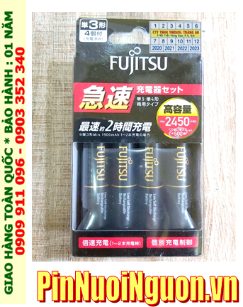 Bộ sạc pin AA Fujitsu FCT344ACHFX(FX) kèm sẳn 4 pin sạc Fujitsu AA2450mAh 1.2v Nội địa Nhật