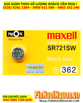 Maxell SR721SW _Pin 362; Pin đồng hồ Maxell SR721SW 362 silver oxide 1.55V _Made in Japan