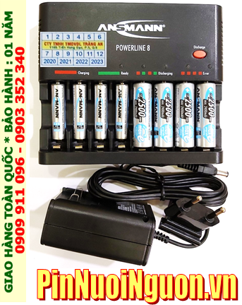 Bộ sạc pin Ansman Powerline 8 _ kèm 8 pin (4 pin sạc Ansman AA2500mAh và 04 pin AAA1100mAh 1.2v)