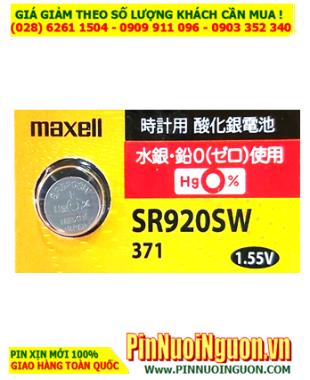 Maxell SR920SW, Pin 371 _Pin đồng hồ đeo tay 1.55v Silver Oxide Maxell PRO SR920SW, Pin 371