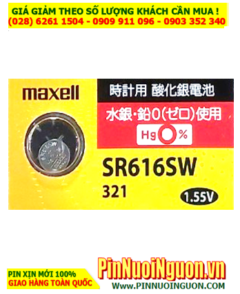 Maxell SR616SW, Pin 321  _Pin đồng hồ đeo tay 1.55v Silver Oxide Maxell PRO SR616SW, Pin 321