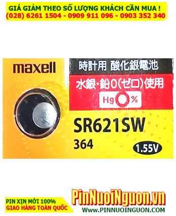 Maxell SR621SW, Pin 364 _Pin đồng hồ đeo tay 1.55v Silver Oxide Maxell SR621SW, Pin 364