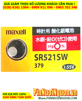Maxell SR521SW, Pin 379 _Pin đồng hồ đeo tay 1.55v Silver Oxide Maxell PRO SR521SW, Pin 379
