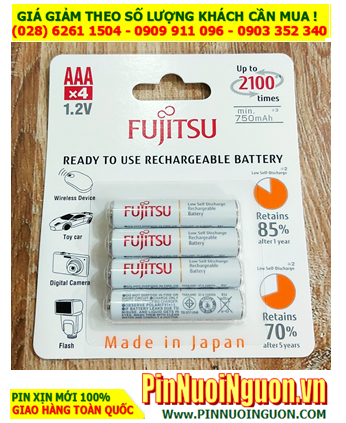 Fujitsu HR-4UTCEX(4B); Pin sạc AAA 1.2v Fujitsu HR-4UTCEX(4B) Type 800mAh (Min 750mAh) Japan _Vỉ 4viên