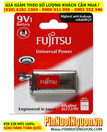 FUJITSU 6LF22; Pin Alkaline 9v vuông Fujitsu 6LF22 chính hãng _Made in Indonesia (Vỉ 1 viên)