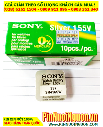 Pin SR416SW _Pin 337; Pin đồng hồ Sony SR416SW-337 silver oxide 1.55v _Made in Japan _Vỉ 1viên