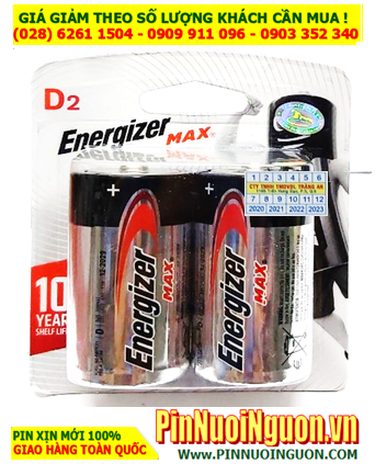 Energizer E95 BP2, Pin đại D 1.5v Alkaline Energizer E95 BP2 chính hãng Made in USA (Vỉ 2viên)