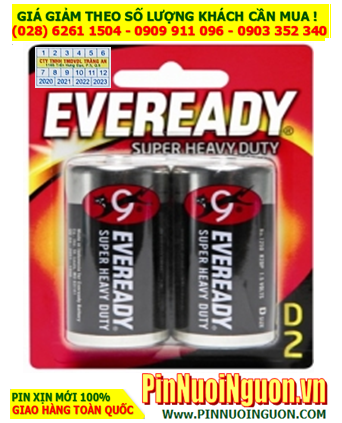 Eveready 1250-BP2; Pin đại D 1.5v Eveready 1250-BP2  R20P chính hãng _Made in Singapore (Loại Vỉ 2viên)