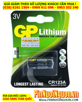 Pin CR123A-2U1; Pin 3v Lithium Photo GP CR123A-2U1 chính hãng (Loại Vỉ 1viên)