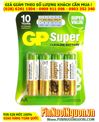 GP SUPER 15AUOQ-U4; Pin AA 1.5v Alkaline GP SUPER 15AUOQ-U4 chính hãng /Loại Vỉ 4 viên