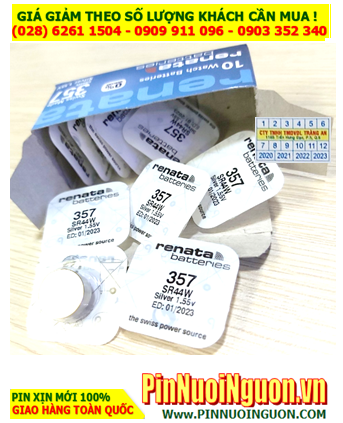 Pin Renata SR44SW, 357; Pin thước cặp điện tử Mitutoyo SR44SW, 357 Silver Oxide 1.55v | Vỉ 1viên