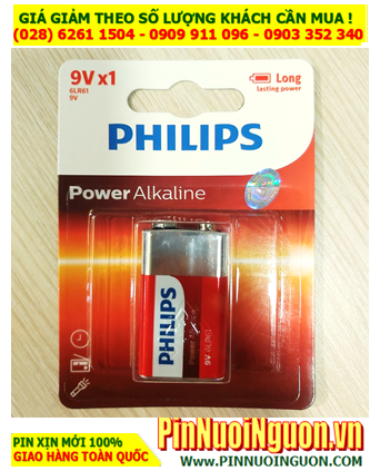 Pin Philips 6LR61P1B/97; Pin 9v Alkaline Philips 6LR61P1B/97 chính hãng _ Vỉ 1viên