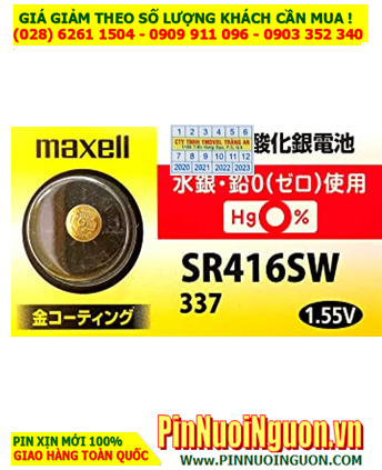 Pin SR416SW; Pin Maxell Pro xi mạ vàng Gold kim loại Maxell SR416SW Nội địa Made in Japan, vỉ pin ghi chữ Nhật| CÒN HÀNG