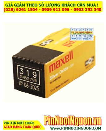 Pin SR527SW _Pin 319; Maxell SR527SW 319 silver oxide 1.55V _Made in Japan _Vỉ 1viên