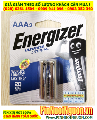 Energizer L92-BP2; Pin Lithium AAA 1.5v Energizer L92-BP2 chính hãng (Xuất xứ Singapore) Loại Vỉ 2viên|