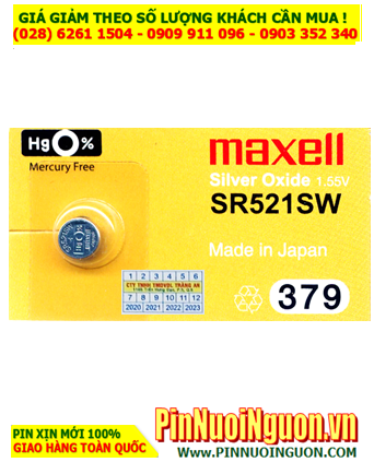 Maxell SR521SW _Pin 379; Pin đồng hồ 1.55v Silver Oxide Maxel SR521SW _Pin 379