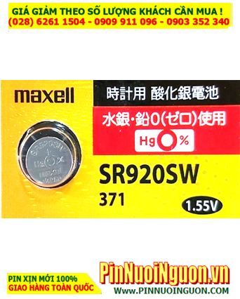 Maxell SR920SW, Pin 371 _Pin đồng hồ đeo tay 1.55v Silver Oxide Maxell PRO SR920SW, Pin 371