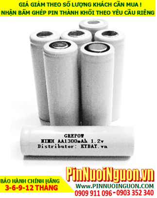 NiCd 1.2v AA1300mAh; Cell pin sạc NiCd1.2v AA1300mAh; Pin sạc công nghiệp đầu bằng NiCd 1.2v AA1300mAh