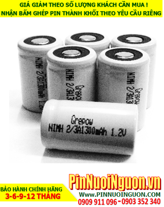 NiCd 1.2v 2/3A-1300mAh; Cell pin sạc NiCd 1.2v 2/3A-1300mAh;; Pin sạc đầu bằng NiCd 1.2v 2/3A-1300mAh