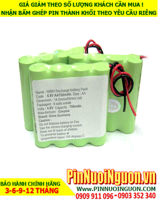 NiMh 4.8v-AA700mAh Rechargeable Battery Pack