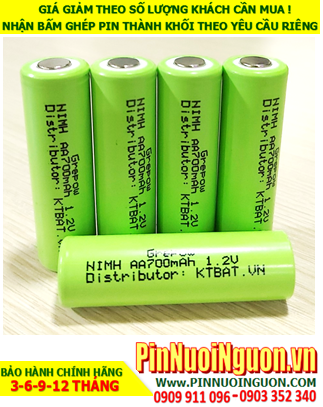 NiMh 1.2v AA700mAh; Cell pin sạc NiMh 1.2v AA700mAh; Pin sạc công nghiệp đầu bằng NiMh 1.2v AA700mAh
