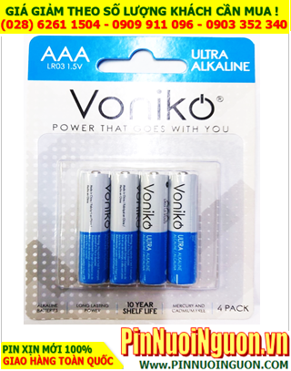 Voniko VO-LR03UD-4B, Pin AAA 1.5v Alkaline VO-LR03UD-4B / AM4 chính hãng _Loại Vỉ 4 viên