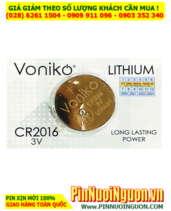 Voniko CR2016, Pin đồng xu 3v lithium Voniko CR2016 chính hãng