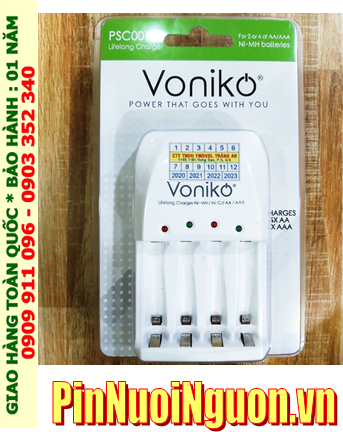Voniko PSC001, Máy sạc Pin Voniko PSC001 (04 rảnh, sạc 2-4 pin AA và AA) |Bảo hành 01 năm