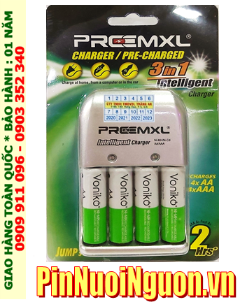 Preermxl FC001 _Bộ sạc pin máy ảnh AA Preermxl FC001 Kèm sẳn 04 pin sạc Voniko AA2700mAh 1.2v