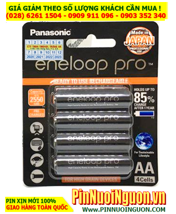 Pin Micro; Pin Karaoke, Pin sạc AA 2550mAh 1.2v Panasonic Eneloop Pro BK-3HCCE/4BT (Xuất xứ Nhật_Vỉ 4viên)