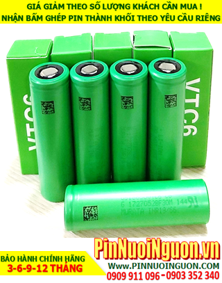 Pin Đèn Pin _Pin sạc Lithium 3.7v SONY US18650VTC6 MuRata 1500mAh-1600mAh /30A/Nội trở 13-16mΩ