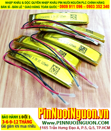 Pin LiPo 400942 _Pin sạc 3.7v 125mAh Dòng xả 1C (0.9mmx4mmx42mm), Có mạch sẳn cho Bluetooth, loa,..