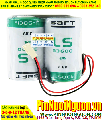 Saft LS33600 (2viên ghép đôi); Pin nuôi nguồn PLC Saft LS33600 lithium 3.6v D 17000mAh _Xuất xứ Pháp
