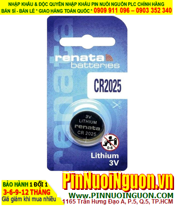 Renata CR2025, Pin Lithium 3v Renata CR2025 165mAh (20mm2.5mm) chính hãng /Loại Vỉ 1viên