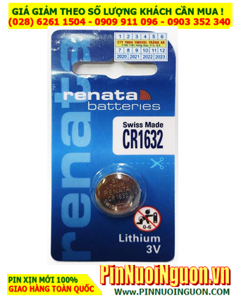 Renata CR1632; Pin Renata CR1632 lithium 3.0v _Made in Swiss (Loại Vỉ 1viên)