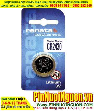 Renata CR2430; Pin 3v lithium Renata CR2430 chính hãng /Loại Vỉ 1viên