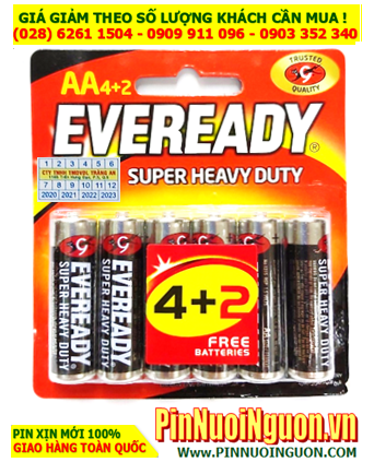 Eveready 1215-BP6; Pin AA 1.5v Eveready 1215-BP6 Heavy Duty _Made in Indonesia (Loại Vỉ 6viên)