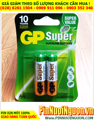 Pin GP SUPER 24AUOJ-2U2; Pin Alkaline 1.5v AAA GP SUPER 24AUOJ-2U2 chính hãng (Loại Vỉ 2viên)