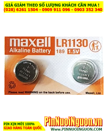 Maxell LR1130; Pin cúc áo 1.5v Alkaline Maxell LR1130, AG10, 189 (MẪU MỚI)