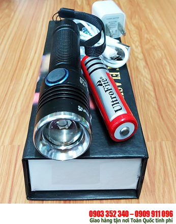 Ultrafire TM-E8, Đèn pin siêu sáng Ultrafire TM-E8 bóng CREELED cổng sạc USB (Xuất xứ Thái Lan) | HÀNG CÓ SẲN