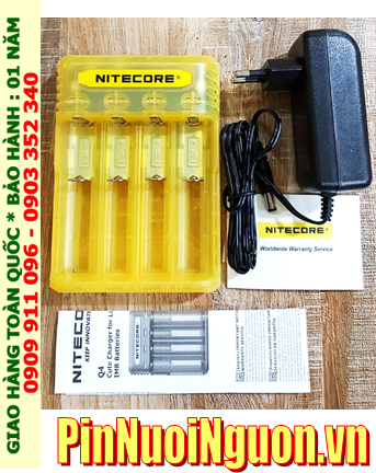 Nitecore Q4; Máy sạc pin Lithium 3.7v Nitecore Q4 _Sạc được 1,2,3,4 Pin 18650, 14500, 18350, 16340, CR123A,..