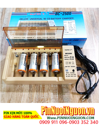 Super BC-2500 _Bộ sạc pin BC-2500 kèm 4 pin sạc C Camelion NH-C2500BP2 (C2500mAh 1.2v)